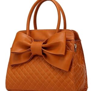Scarleton Quilted Tan Bow Satchel